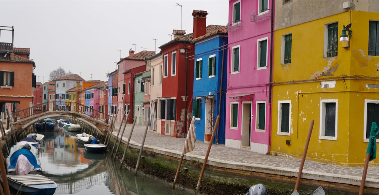 Burano has canals similar to Venice.